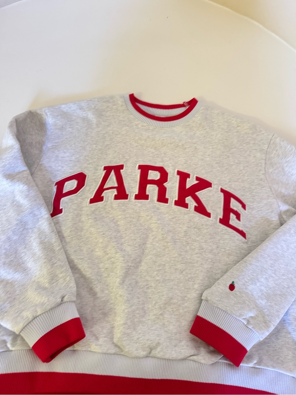 PARKE Crewneck Sweatshirt - Light Gray with Red Accents